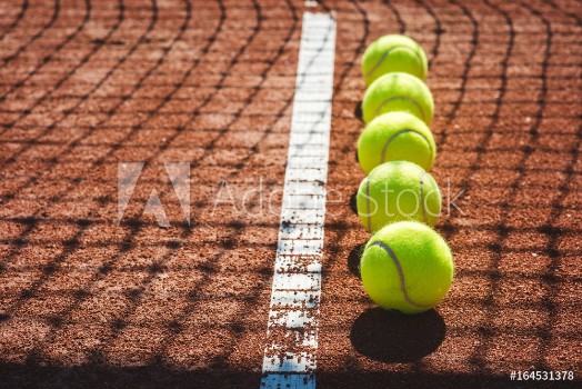 Picture of Tennis court line with balls